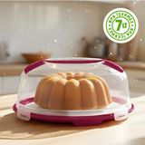 Kilitli Kapaklı Pasta Kek Börek Taşıma ve Saklama Kabı – Büyük Boy 34 Cm, 7 Lt Kek Fanusu, Bpa Içermez - Koyu Pembe