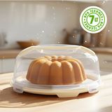 Kilitli Kapaklı Pasta Kek Börek Taşıma ve Saklama Kabı – Büyük Boy 34 Cm, 7 Lt Kek Fanusu, Bpa Içermez - Krem