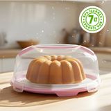 Kilitli Kapaklı Pasta Kek Börek Taşıma ve Saklama Kabı – Büyük Boy 34 Cm, 7 Lt Kek Fanusu, Bpa Içermez - Pembe