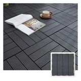 Kilitli Plastik Veranda Fayansları, 11,8 X 11,8 İnç, Suya Dayanıklı Dış Mekan Döşeme, Tüm Hava Koşullarına Uygun, Veranda Yer Fayansları (Koyu Gri, 11,8X11,8In/12Pcs)