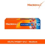 Kilitli Poşet 12 Adet (20x25 cm), Çok Kez Aç Kapa Pratik Saklama Poşeti