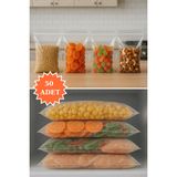 Kilitli Şeffaf Saklama Torbası Buzdolabı Gıda Çerez Bakliyat Kına Hediyelik Poşet 29,5x23 cm 50 Adet