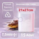 Kilitli Şeffaf Torba 21X27 Cm Aksesuar,Madeni Para,Boncuk Ve Buzdolabı Saklama Poşeti (15Adet)