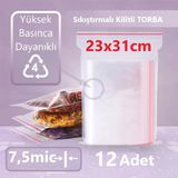 Kilitli Şeffaf Torba 23X31 Cm Aksesuar,Madeni Para,Boncuk Ve Buzdolabı Saklama Poşeti (12Adet)