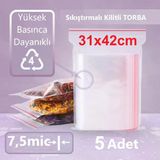 Kilitli Şeffaf Torba 31X42 Cm Aksesuar,Madeni Para,Boncuk Ve Buzdolabı Saklama Poşeti (5Adet)