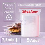 Kilitli Şeffaf Torba 35X43 Cm Aksesuar,Madeni Para,Boncuk Ve Buzdolabı Saklama Poşeti (5Adet)