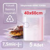 Kilitli Şeffaf Torba 40X50 Cm Aksesuar,Madeni Para,Boncuk Ve Buzdolabı Saklama Poşeti (5Adet)