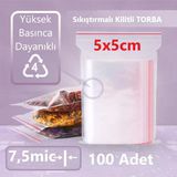 Kilitli Şeffaf Torba 5X5 Cm Aksesuar,Madeni Para,Boncuk Ve Buzdolabı Saklama Poşeti (100Adet)