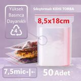 Kilitli Şeffaf Torba 8,5X18 Cm Aksesuar,Madeni Para,Boncuk Ve Buzdolabı Saklama Poşeti (50Adet)