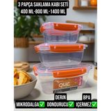 Kilitli Sızdırmaz Plastik Saklama Kabı Seti 3 Parça - Çok Renkli