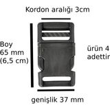 Kilitli Toka Sırt Çanta Toka Aparatı Plastik Çanta Tokası Klipsli Ayarlı Toka Geçmeli 4 Adet Kordon Aralığı 3 cm - 000-Siyah