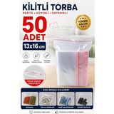Kilitli Torba 13X16 cm 50'li Kilitli Buzdolabı Poşeti Şeffaf Naylon Torba Kilitli Saklama Poşeti - Standart