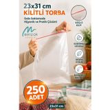 Kilitli Torba 23x31 Cm 250'li Kilitli Buzdolabı Poşeti Şeffaf Kilitli Saklama Poşeti