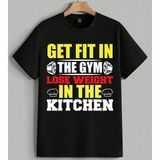 Kilo Verme Fitness Motivasyon Baskılı Unisex Erkek Kadın Oversize Tişört Siyah - XL