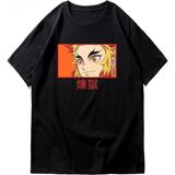 Kimetsu Demon Slayer Rengoku Tanjiro T-Shirt MD49 - Siyah
