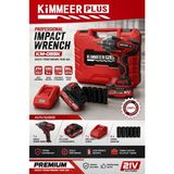 Kimmeer Plus 10000 Nm Torklu 21V Çift Akülü 10 Pilli Kömürsüz 1/2 Mavi Somun Sıkma Sökme Makinesi