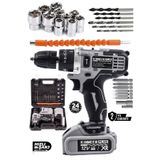 KİMMEER PLUS 12v 1.5 Ah Metal Şanzıman Çift Akülü Şarjlı 24 Parça Akülü darbeli Vidalama Matkap