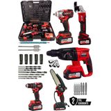 Kimmeer Plus 21V 5'lı Set Kırıcı/delici Hilti, Taşlama, Somun Sıkma, Matkap, ve Testeresi Makinası - Kırmızı