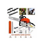 Kimmeer Plus Benzinli Testere 2.1 Hp Çift Egzoz 52cc Ağaç Odun Kesme Makinesi Motorlu Testere Orman Bıçkı Motoru Siyah