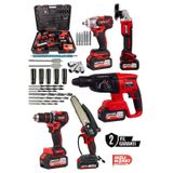 Kimmeer Plus KMP2026K5S Profesyonel 21V Matkap + Hilti + Taşlama + Somun Sıkma + Testere 5'lı Set Kırmızı