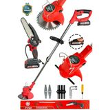 KİMMEER PLUS LM-S 21 Volt 2x Akülü Şarjlı Ağaç Dal Kesme Budama Testeresi Ot Çayır Çim Biçme Kesme Makinesi - Kırmızı