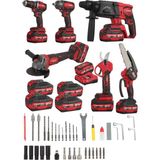 Kimmeer Plus Pro Serisi 21V 6'lı Set Kırıcı/delici Hilti, Taşlama, Somun Sıkma, Matkap, Budama Makası ve Testeresi