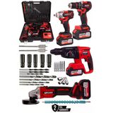 Kimmeer Plus Profesyonel4 Lü 21V Akülü Vidalama Matkap Kırıcı Delici Hilti Taşlama Somun Sökme 4'Lü Set