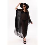 Kimono Pareo - Tesettür Pareo - Esnek Likralı Tül Siyah 240x135 Cm