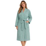 Kimono Yaka Unisex Tek Kişilik Pamuklu Banyo Bornozu Comfort (Yeşil, S-M)
