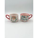 Kimya Ceramics Handmade Seramik 2'li Kupa Seti(Yılbaşı Çelengi) - 2 Adet - 200 ml