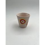 Kimya Ceramics Handmade Seramik Espresso Fincanı(Kırmızı Nazar Boncuklu) - 70 ml