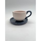 Kimya Ceramics Handmade Seramik Kahve Fincanı(Gri-Beyaz) - 1 Adet - 60 ml