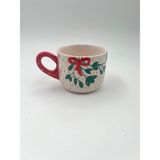 Kimya Ceramics Handmade Seramik Kupa(Yılbaşı Temalı Fiyonklu) - 1 Adet - 200 ml