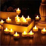 Kına Malzemecim Tealight Işıklı Dumansız Sarı LED Pilli Mum 24 Adet Pil Dahil