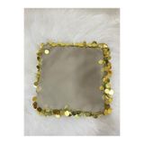 KINAMIZVAR Haki Pullu Halay Mendilli Şifon Gelin Damat Halay Mendilli 30/30 CM Gold Pullu Mendil 10 ADET