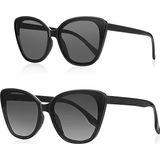 Kinary Cat Eye Anne Kız Çocuk 2'Li Set Güneş Gözlüğü Ak-1026 Siyah Parlak