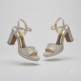 Kindep (Park Moda) Tek Bant Platform (1 Cm) Kadın Topuklu (8 Cm) Ayakkabı Altın