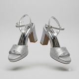 Kindep (Park Moda) Tek Bant Platform (1 Cm) Kadın Topuklu (8 Cm) Ayakkabı Gumüş - Gümüş