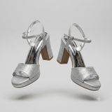 Kindep (Park Moda) Tek Bant Platform (1 cm) Kadın Topuklu (8 cm) Ayakkabı GUMÜŞ
