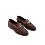 KİNDEP Park Moda Toka Detaylı Günlük Kadın Loafer Ayakkabı, Kahve, 36 Beden