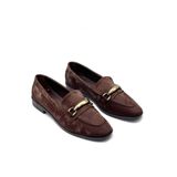 KİNDEP Park Moda Toka Detaylı Günlük Kadın Loafer Ayakkabı, Kahve, 38 Beden