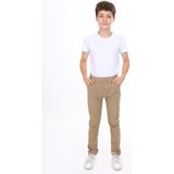 Kinderos Erkek Çocuk Okul Pantolonu Beli Lastikli Kaşkorseli 7 Yaş Desenli Krem Renk ECCK-BYMİK-JEAN-8431-8331
