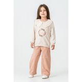 Kinderos Garden Nakışlı Kız Çocuk 2\'li Takım - 26K 6335 - Bej - 6 Yaş
