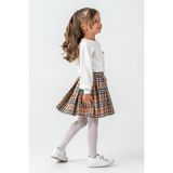 Kinderos Kareli Etekli Kız Çocuk 3\'lü Takım - 26K 6359 - Bej - 4 Yaş