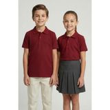 Kinderos Pamuklu Kısa Kollu Basic Düz Polo Yaka Okul Tişört - 26Y 0603 - Bordo - 7 Yaş