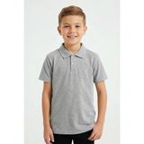 Kinderos Pamuklu Kısa Kollu Basic Düz Polo Yaka Okul Tişört - 26Y 0603 - Gri - 6 Yaş