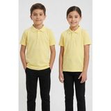 Kinderos Pamuklu Kısa Kollu Basic Düz Polo Yaka Okul Tişört - 26Y 0603 - Sarı - 16 Yaş