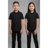 Kinderos Pamuklu Kısa Kollu Basic Düz Polo Yaka Okul Tişört - 26Y 0603 - Siyah - 13 Yaş