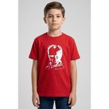 Kinderos Unisex Çocuk Bisiklet Yaka Atatürk Baskılı Kısa Kollu Tişört - 26Y 1881 - Kırmızı - 11 - 12 Yaş
