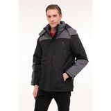 Kinetix ml All Long Coat 4pr Siyah Erkek Uzun Kaban - 2XL - Antrasit - Siyah